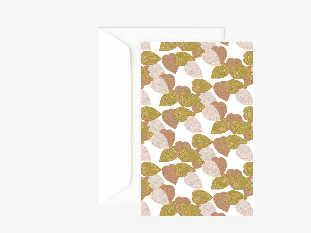 Carte feuilles coeur Green and Paper