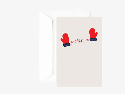Carte merci moufles hiver Green and Paper