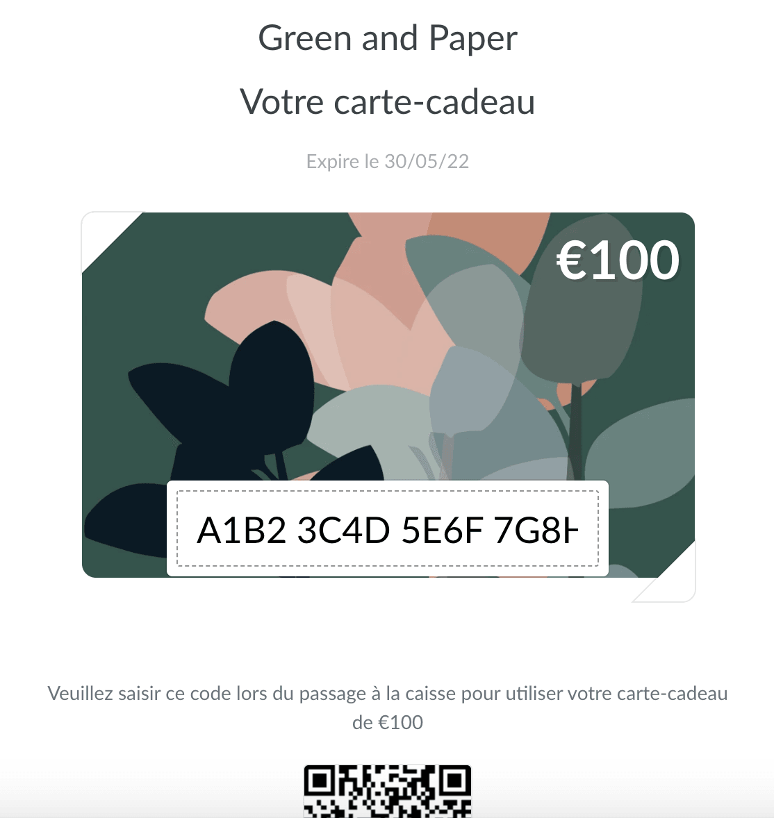 Carte cadeau Green and Paper Green and Paper