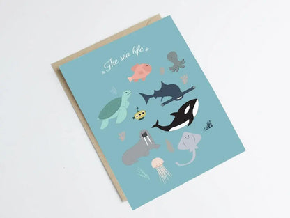 Carte animaux de la mer - carte pour décorer une chambre de bébé Green and Paper