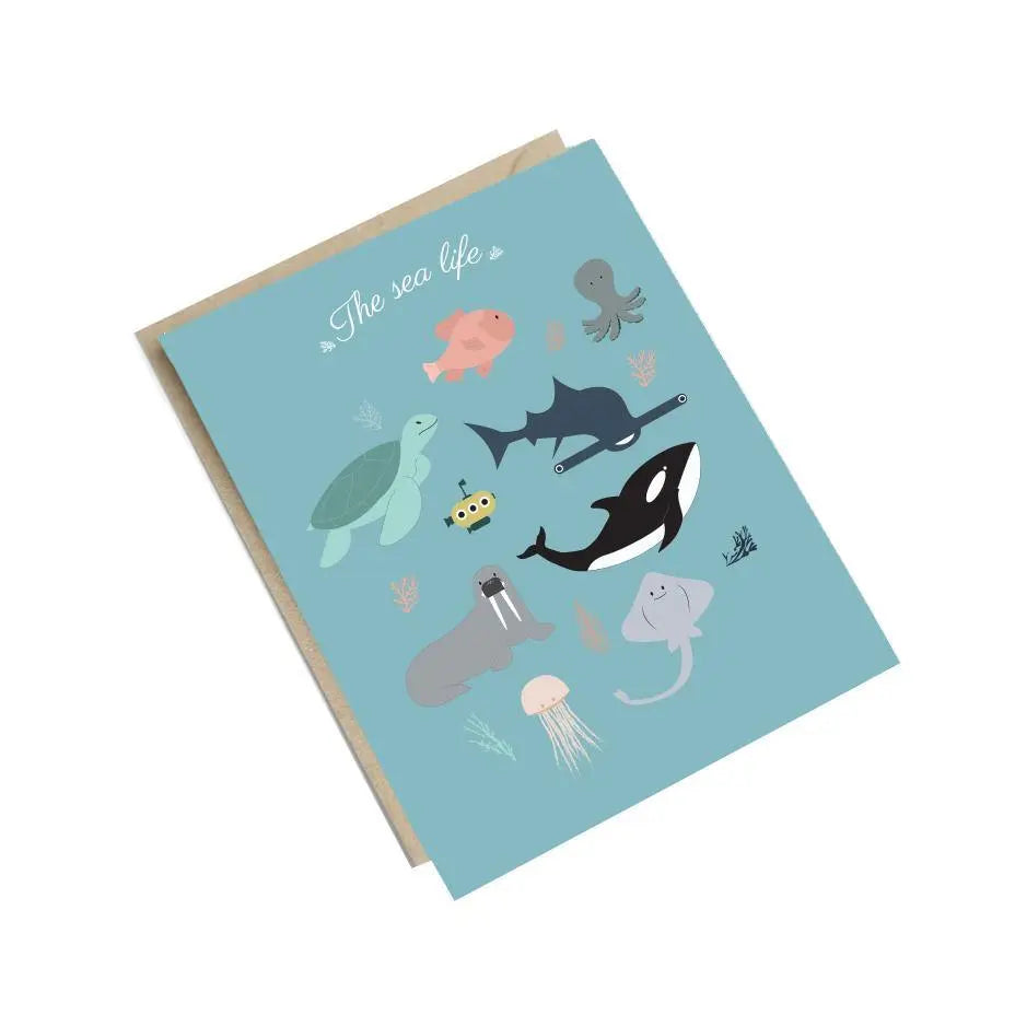 Carte animaux de la mer - carte pour décorer une chambre de bébé Green and Paper