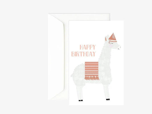 Carte anniversaire lama - Carte double enfant - Carte message anniversaire Green and Paper