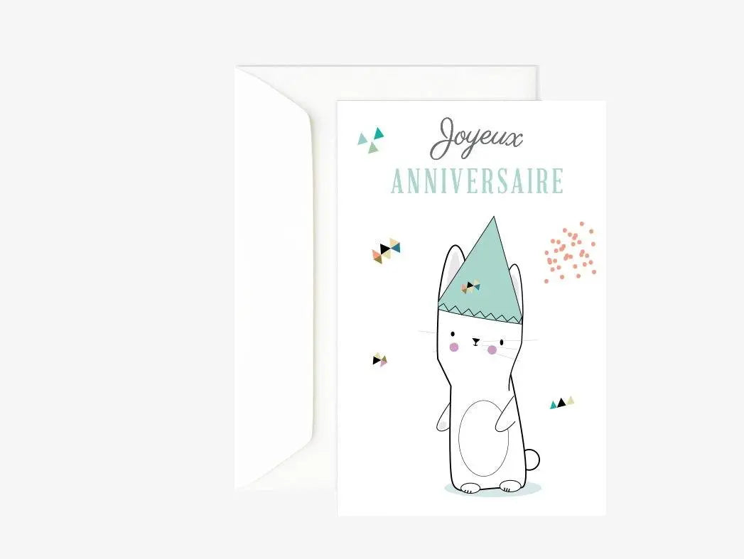 Carte anniversaire lapin - carte double enfant - Carte joyeux anniversaire Green and Paper