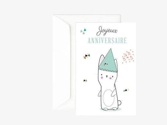 Carte anniversaire lapin - carte double enfant - Carte joyeux anniversaire Green and Paper