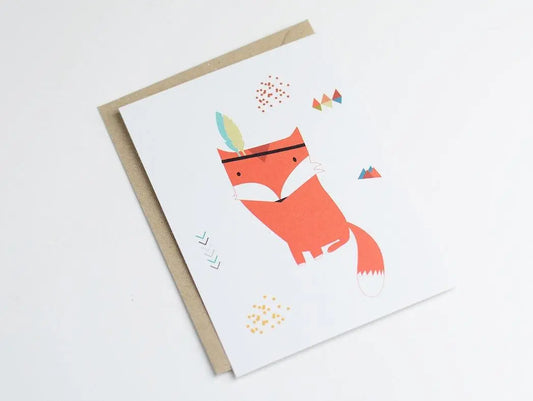 Carte renard indien - carte bébé pour décorer une chambre Green and Paper