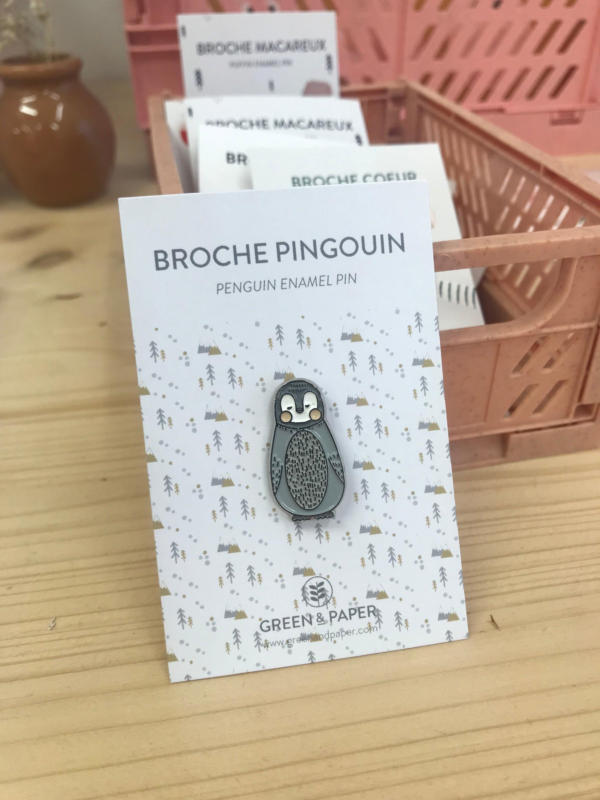 Broche pins pingouin Green and Paper