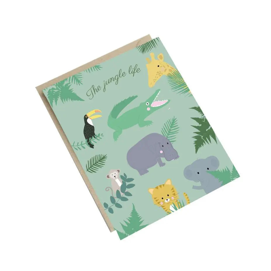 carte animaux de la jungle - illustration pour une chambre de bébé Green and Paper
