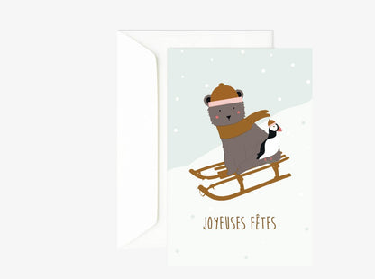 Carte de voeux Noël boule à neige Green and Paper
