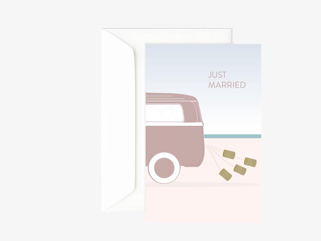 Carte just married Green and Paper