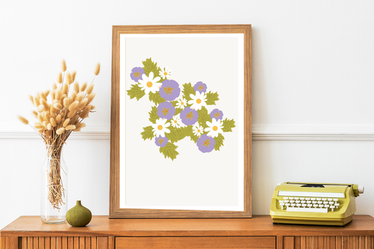 Affiche fleurs mauves Green and Paper