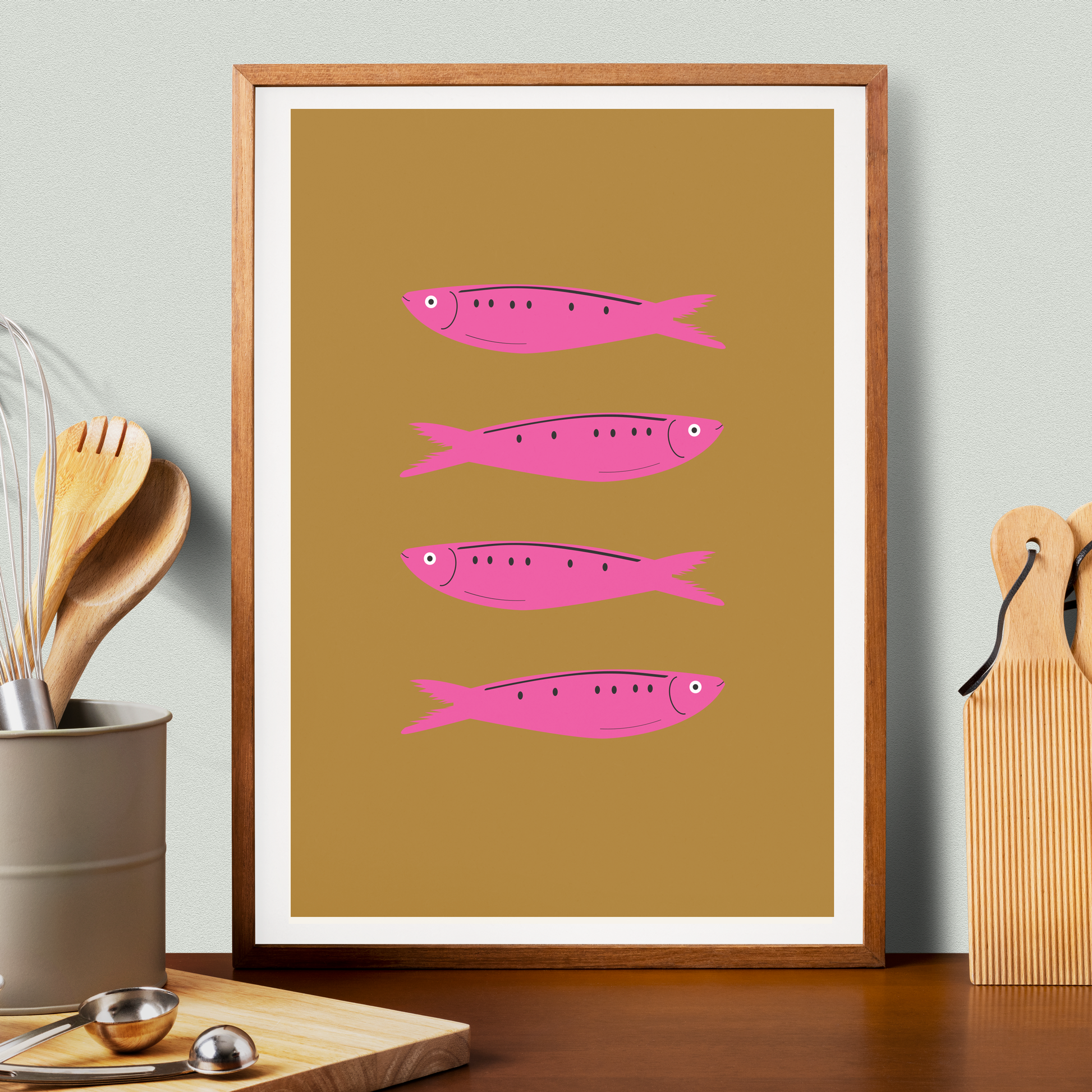 Affiche sardines rose fluo Green and Paper