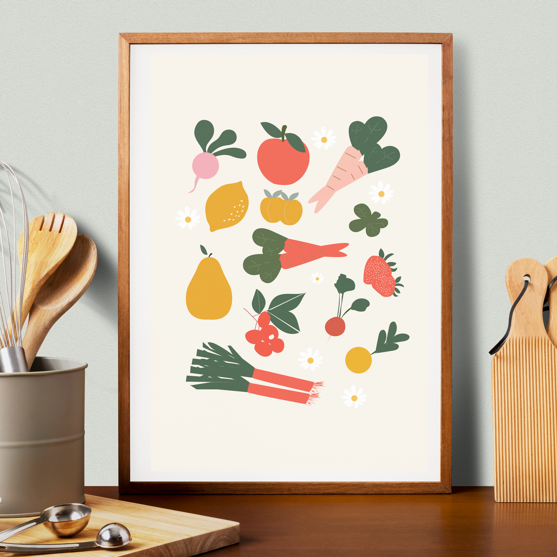 Affiche fruits et légumes tutti frutti Green and Paper