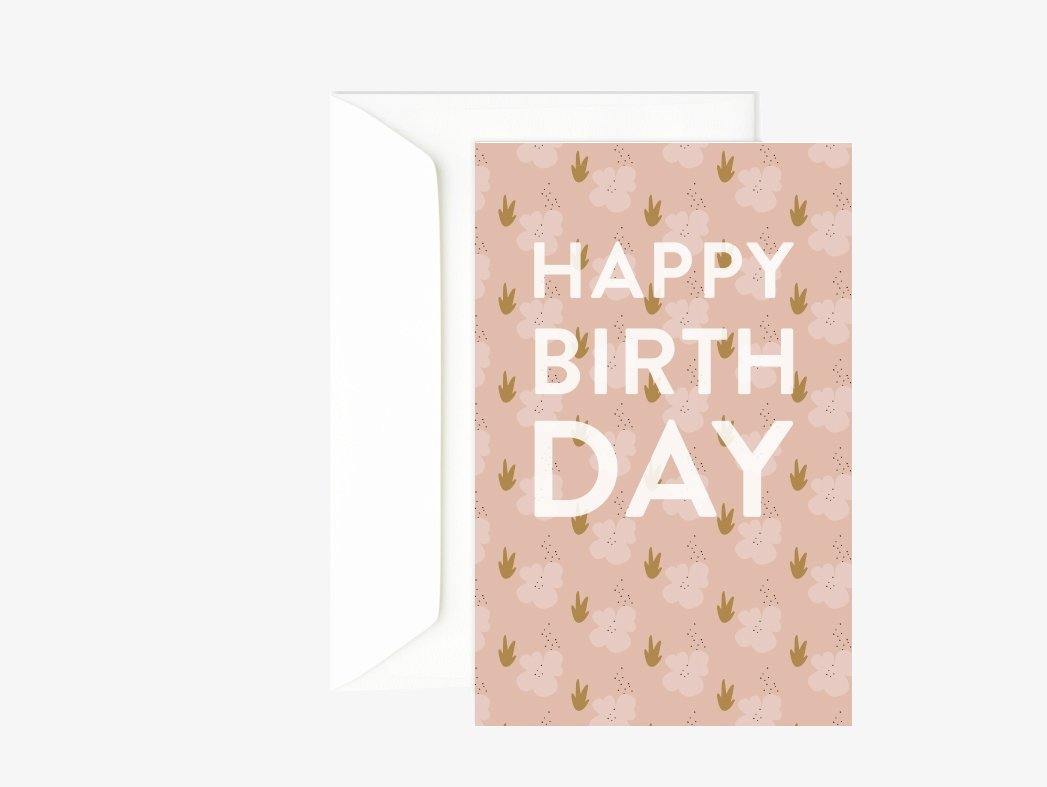Carte anniversaire rose Green and Paper