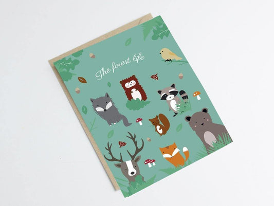 Carte animaux de la forêt Green and Paper