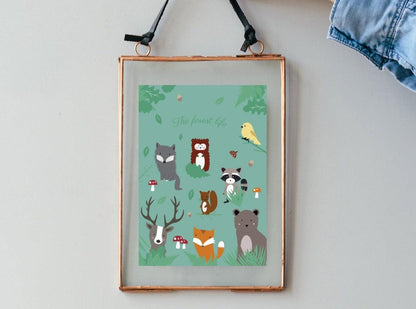 Carte animaux de la forêt Green and Paper