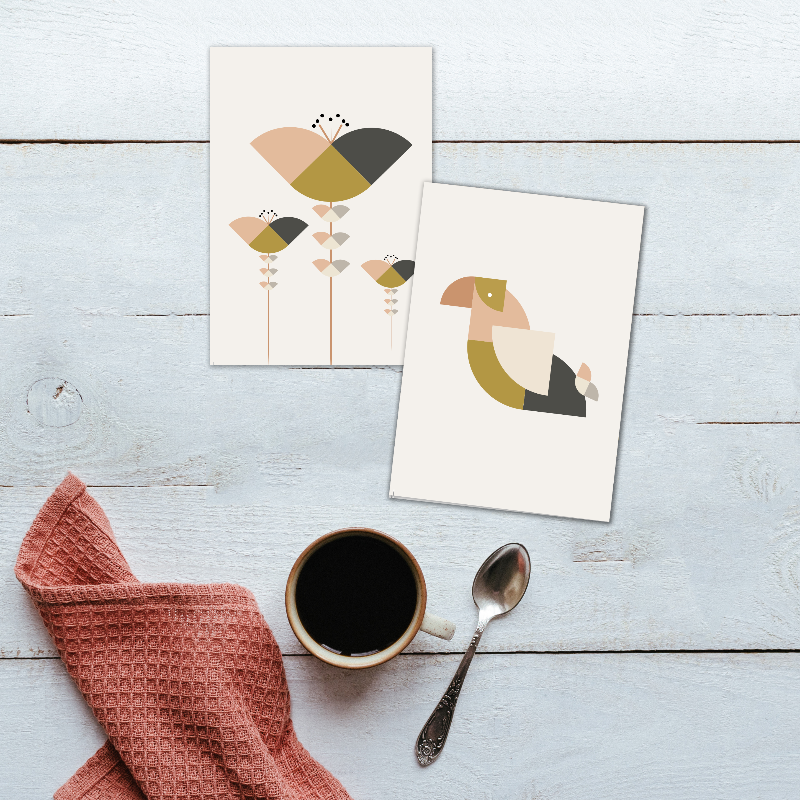 lot-cartes-postales-fleurs-oiseau-greenandpaper